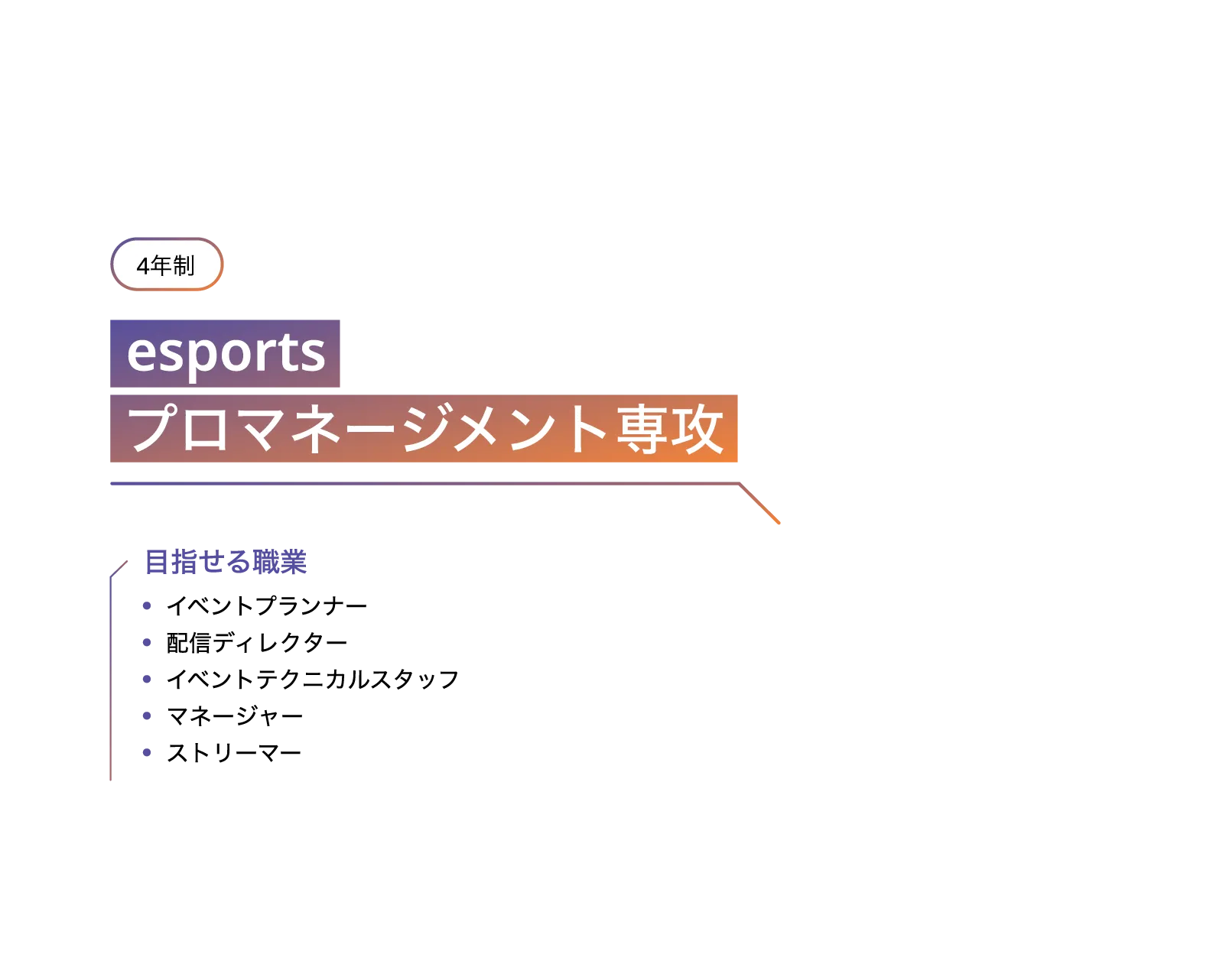 esportsプロマネージメント専攻の目指せる職業